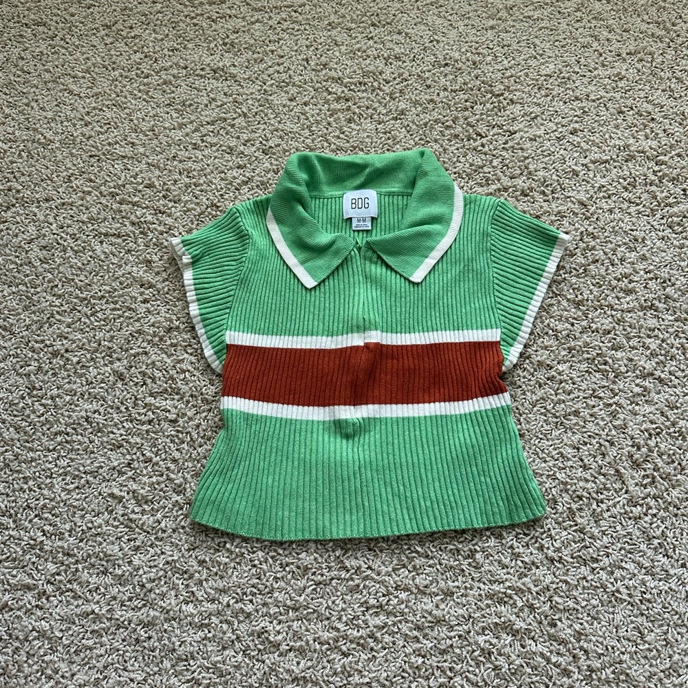 Collared Cropped Ribbed Shirt